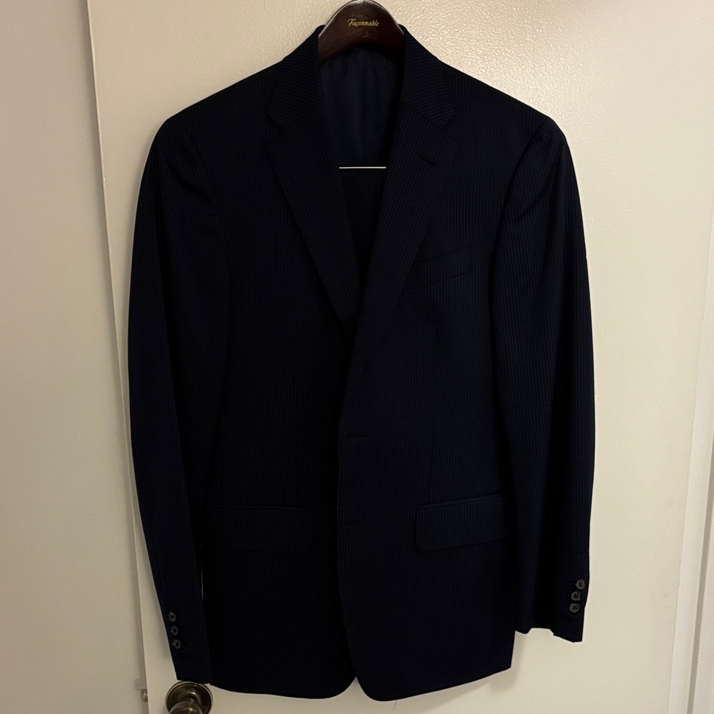 Men's Navy Pinstripe Suit